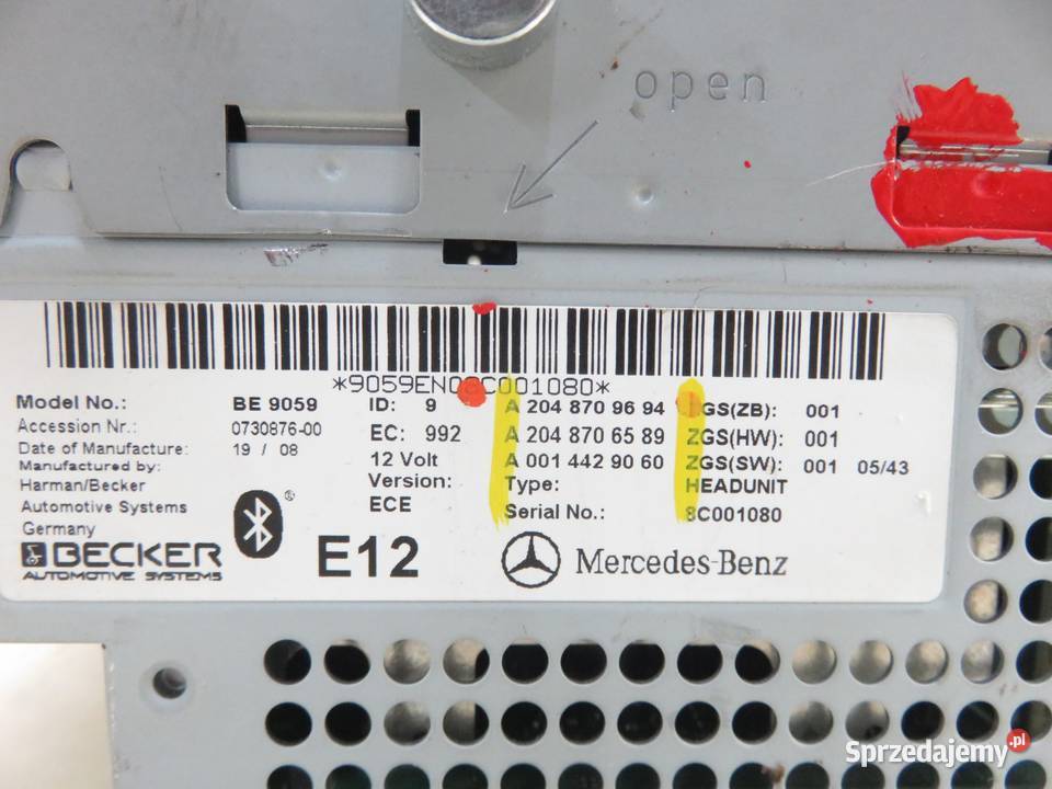 RADIO MERCEDES KLASA C W204 2048709694 Radioodtwarzacze