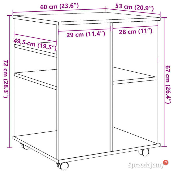 Szafka na kółkach dąb artisan 60x53x72 WM856659
