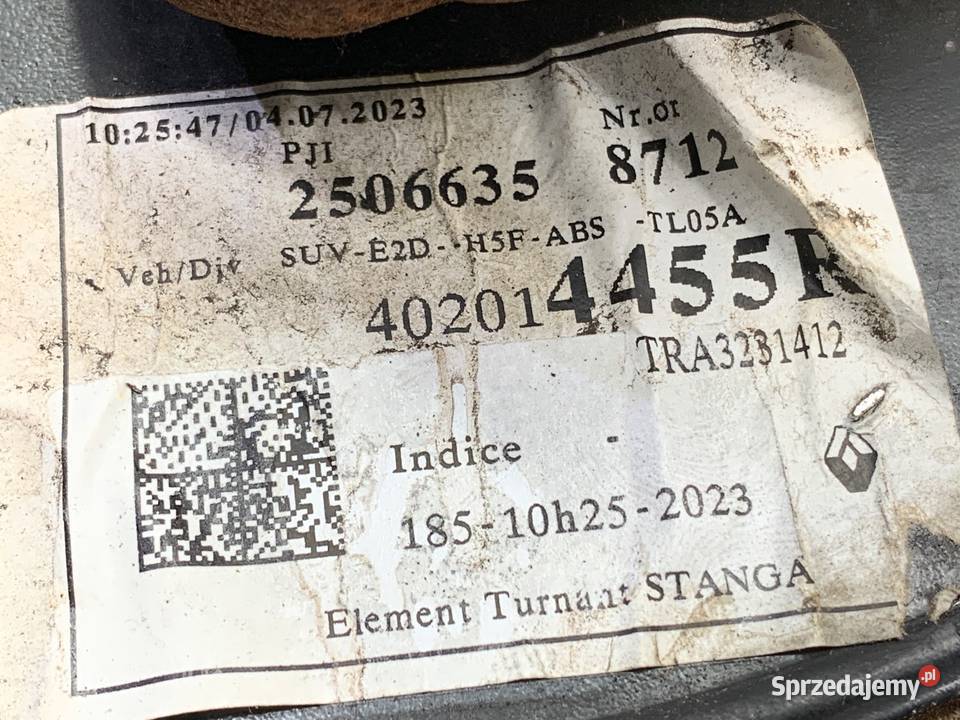 ZWROTNICA LEWY PRZÓD DACIA DUSTER PYM PYN 16 141