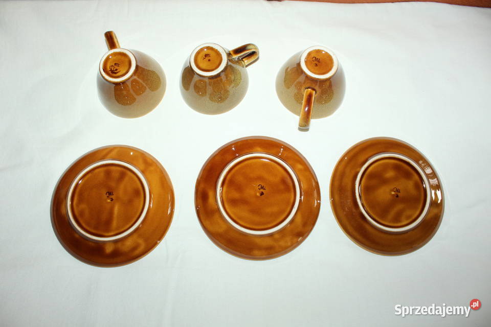 Filiżanki z talerzykami Mirostowice Opal 3 Porcelana i szkło śląskie Chorzów