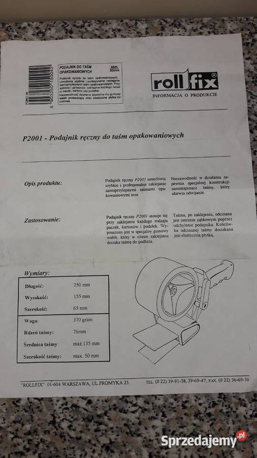 Podajnik ręczny do taśm opakowaniowych Głuchołazy