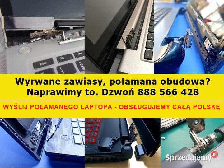 Naprawa laptopów połamane zawiasy połamana