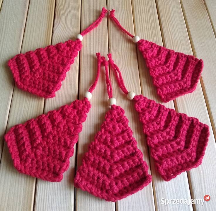 Set Of 5 Choinka ze sznurka Crochet Ornaments Gdańsk sprzedam