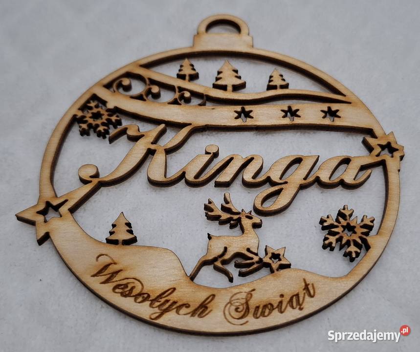 Bombka imienna sklejka drewniana ozdoba na