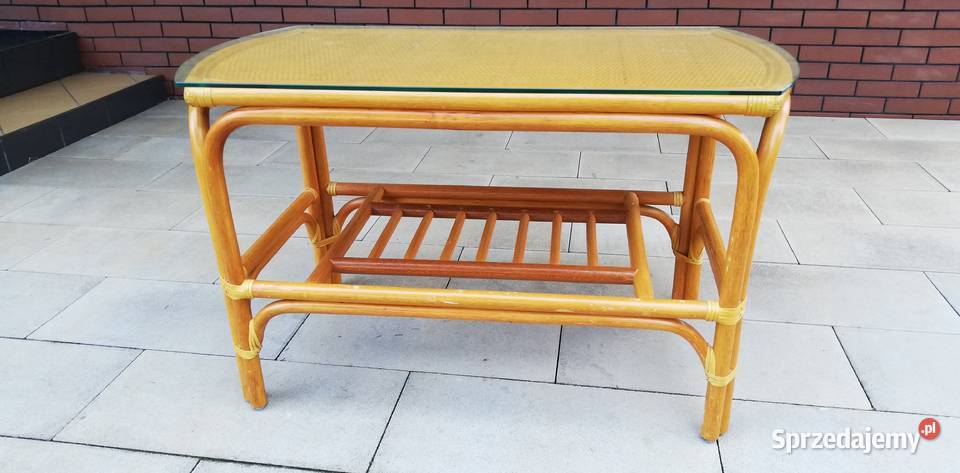 Stolik rattanowy ze szkłem ława z półką mazowieckie Garwolin
