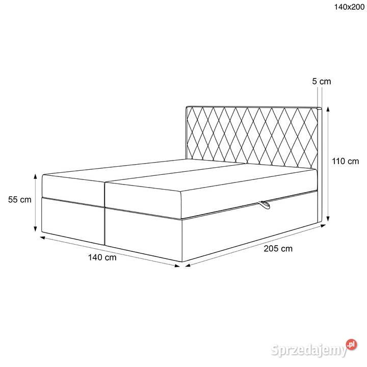 Łóżko kontynentalne Caro 2 różne kolory rozmiary Tarchały Małe