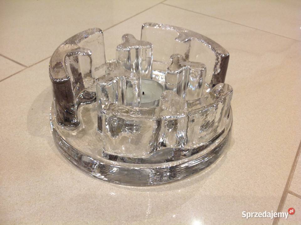 Masywny Podgrzewacz Świecznik Szkło Kryształowe przezroczysty Nowa Sól sprzedam