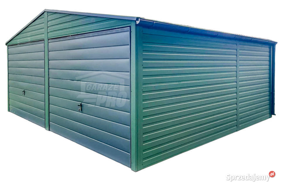Garaż Blaszany 6x6m 2x Bramy uchylne Zielony Wisła