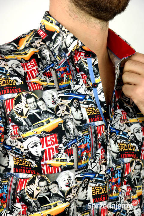 DANIEL BESSI Koszula Męska Fb055 Aktorzy Auta