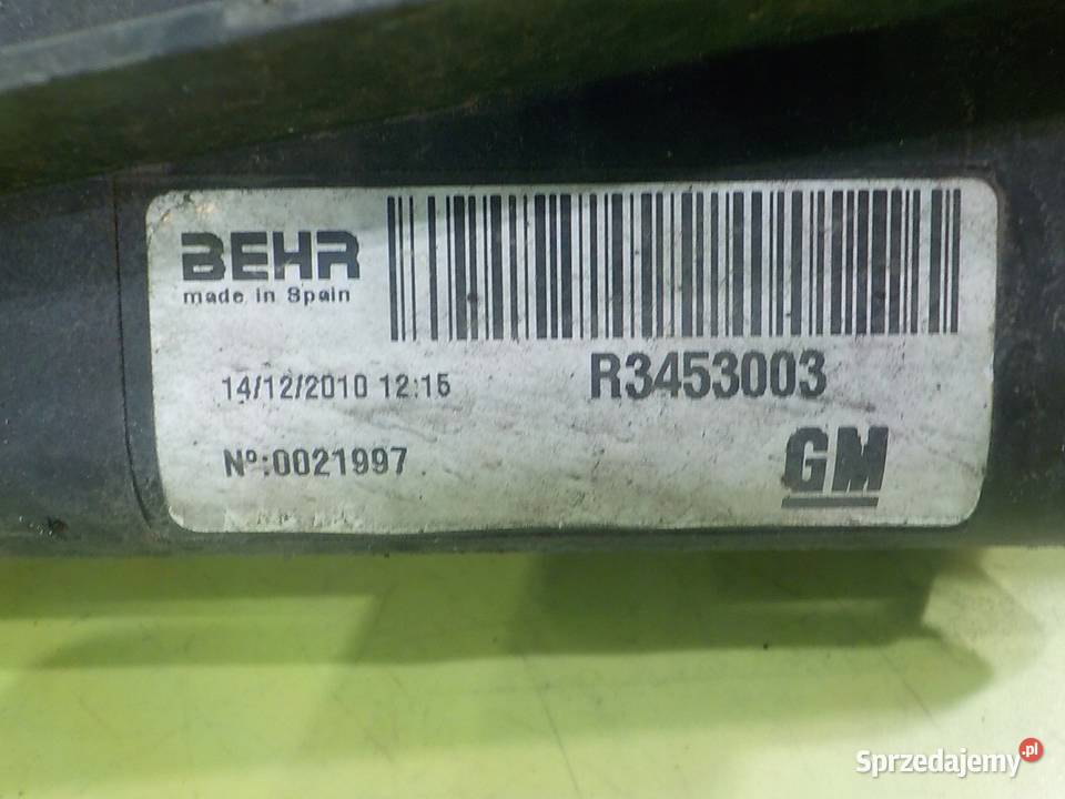 OPEL MERIVA B 11r 5D wentylator chlodnicy mazowieckie Suków