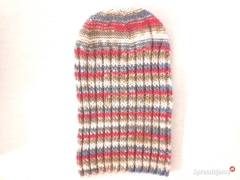 Czapka paski Czerwona r MXL Unisex NOWA Białystok