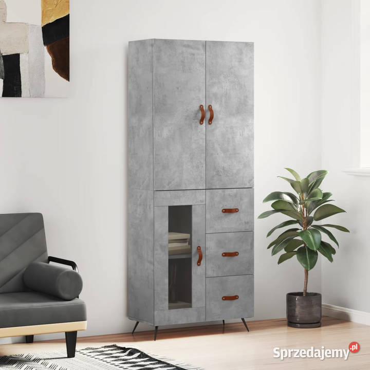 Witrynka szarość betonu 695x34x180 materiał