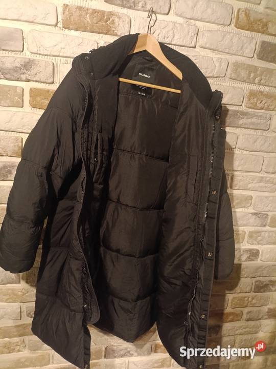 Długa Zimowa Pikowana Kurtka z Kapturem PULL Warszawa