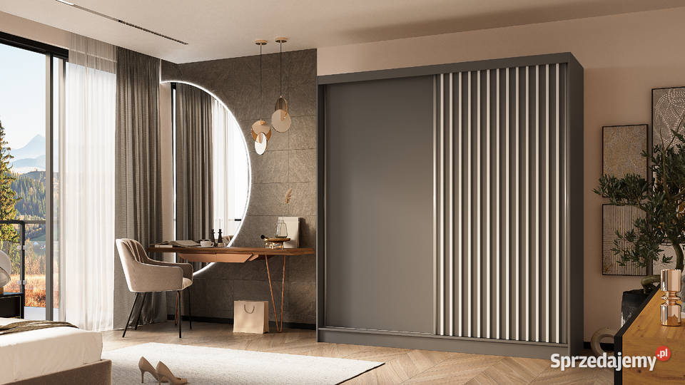 Duża szafa sypialniana 200 z lamelami