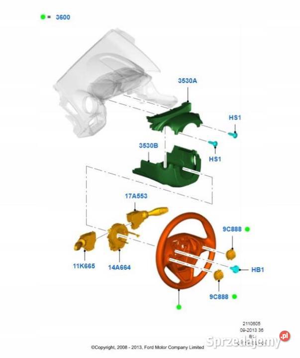 OSŁONA KOLUMNY KIEROWNICY FORD FIESTA 1669355