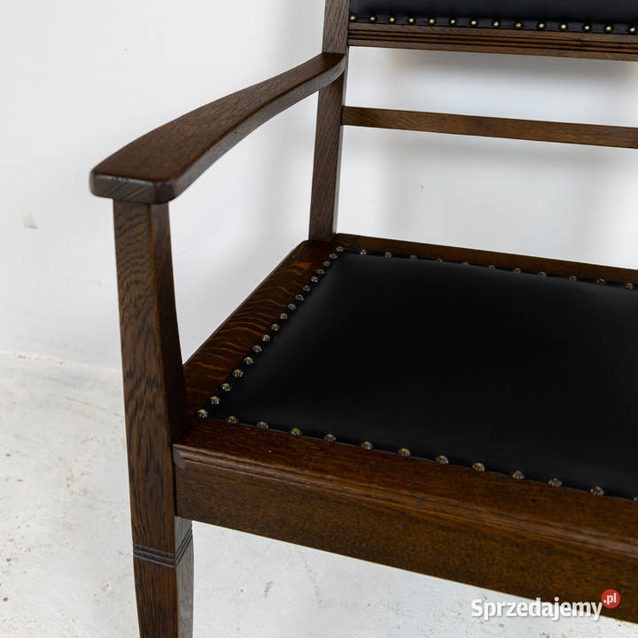 Fotel do biurka dębowy secesja antyk stary skóra Swarzędz
