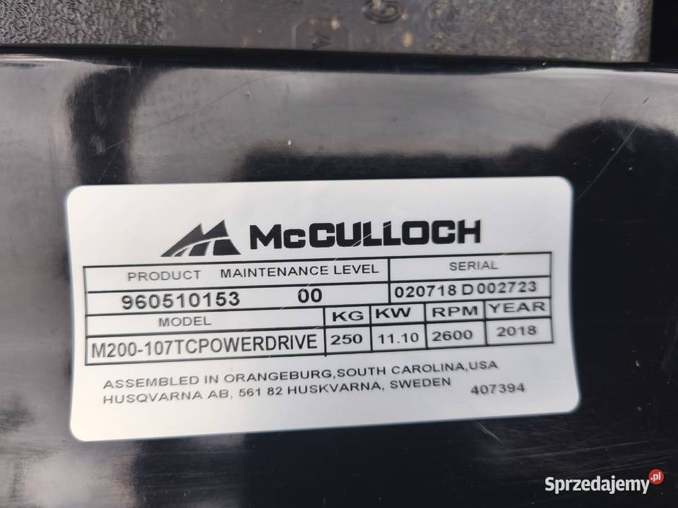 Traktorek kosiarka Mc Culloch M200107TC 2018 BS Bralin