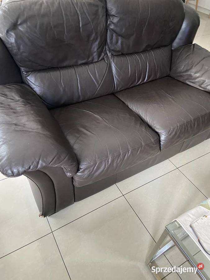 Sofa dwa fotele i pufa skóra 95cm kujawsko-pomorskie Osielsko