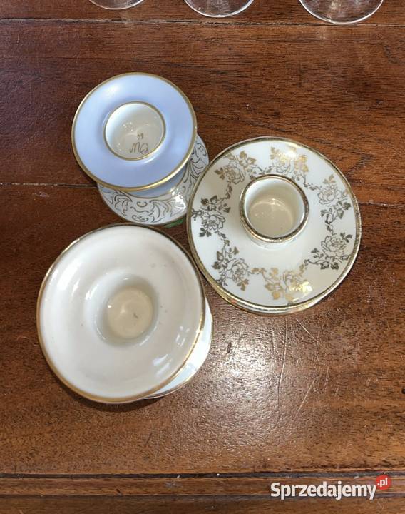 Świecznik Sygnowany Porzellan Ecru Kwiatki polne Porcelana i szkło pomorskie Gdańsk
