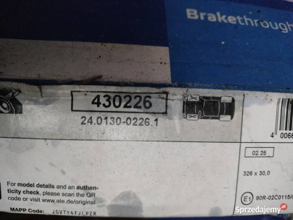 Tarcze hamulcowe przód jaguar xf 326 ATE osobowe Tarcze hamulcowe Części samochodowe