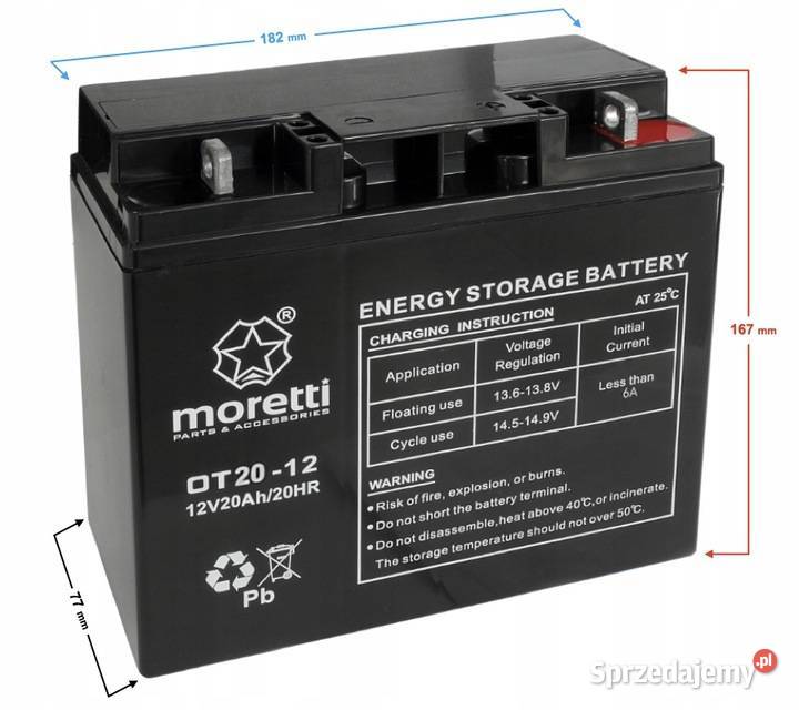 AKUMULATOR MOTOCYKLOWY MORETTI AGM GEL OT 12V Gniezno