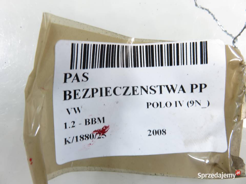 PAS PRAWY PRZEDNI VW POLO IV 9N 6Q4857706H osobowe Pasy bezpieczeństwa małopolskie