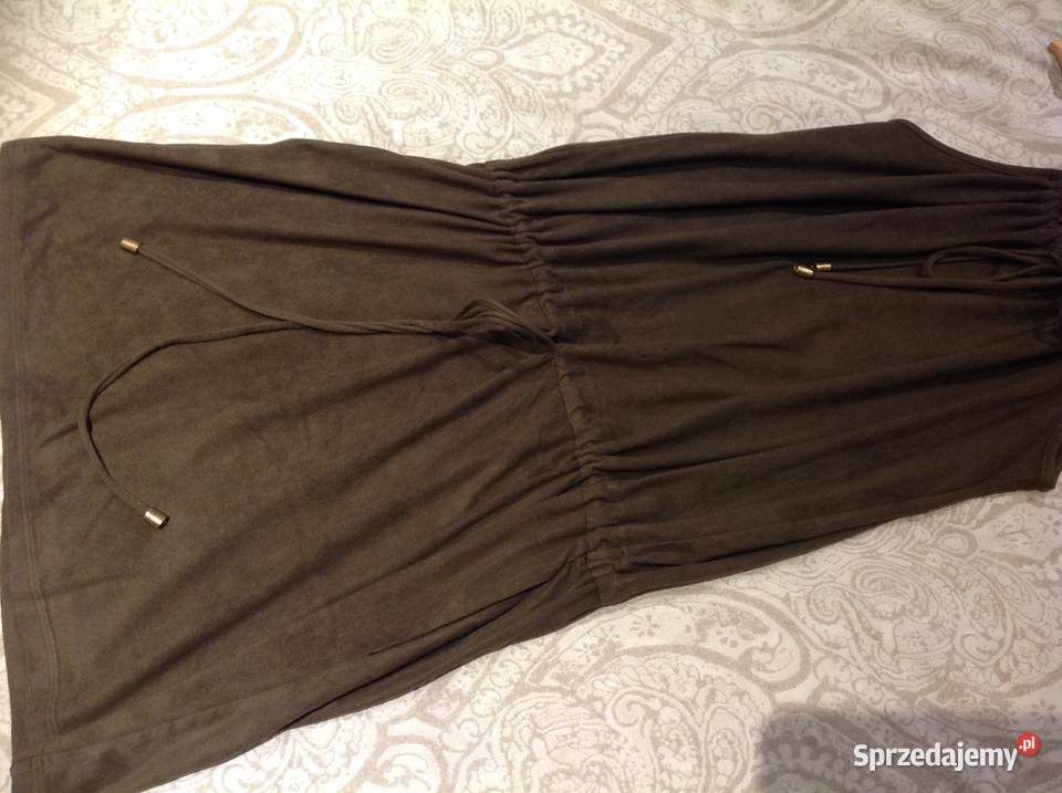 Sukienka Krótka Zamsz OLA VOGA ML Khaki Nowa Sól