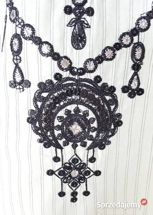 Nowa tunika indyjska S 36 biała bawełna w paski Szczecin