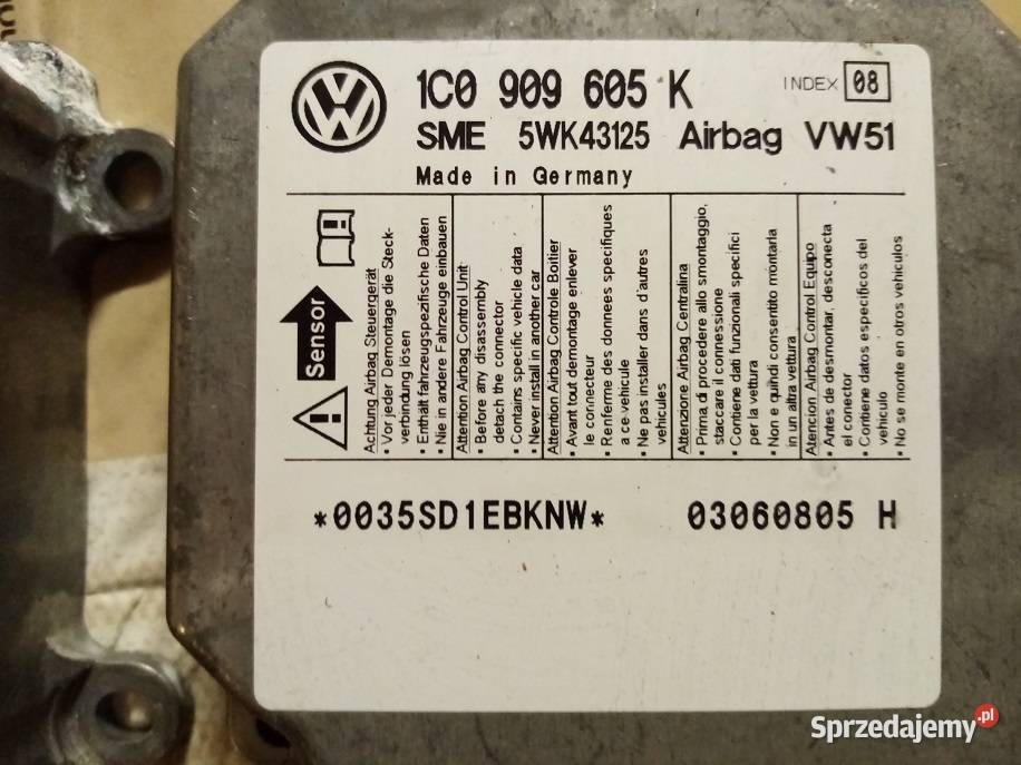Czujnik moduł poduszek air bag vw skoda Mieleszyn
