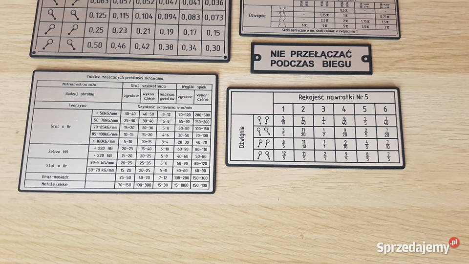 Tokarka TUE35 Tabliczka Tabliczki Tabela Gwintów łódzkie Zelów
