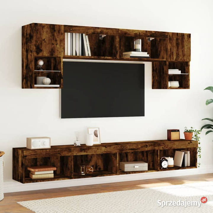 Szafki TV z LED 2 przydymiony dąb 100x30x30 RTV Warszawa