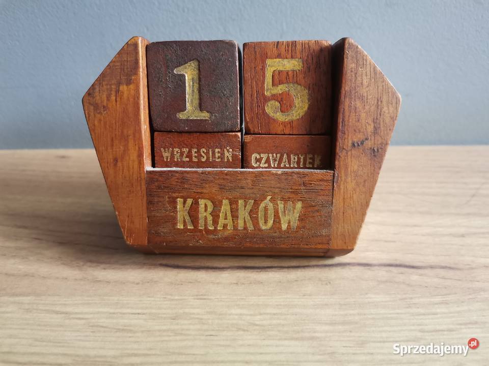 Stary unikatowy drewniany wieczny kalendarz śląskie Katowice