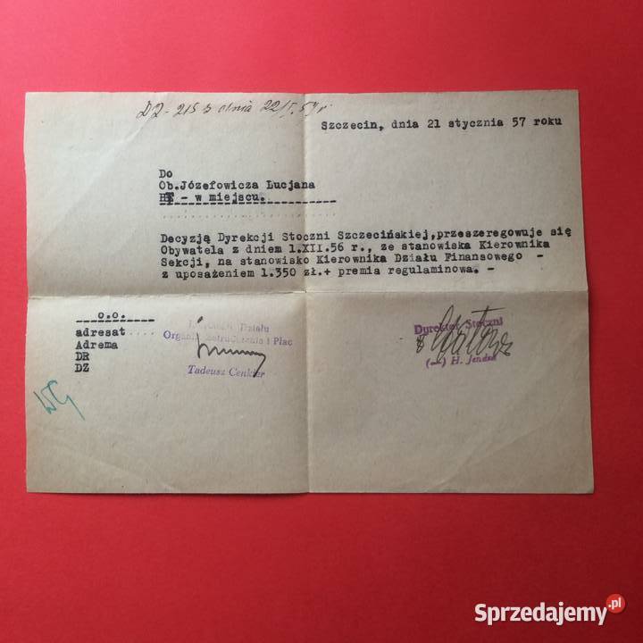 1668 Trzy Pisma DotUposażenia Józefowicz Szczecin
