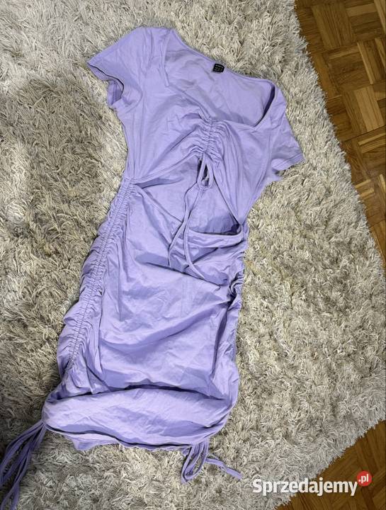 Fioletowa sukienka marszczona cut out mini dress Przemyśl