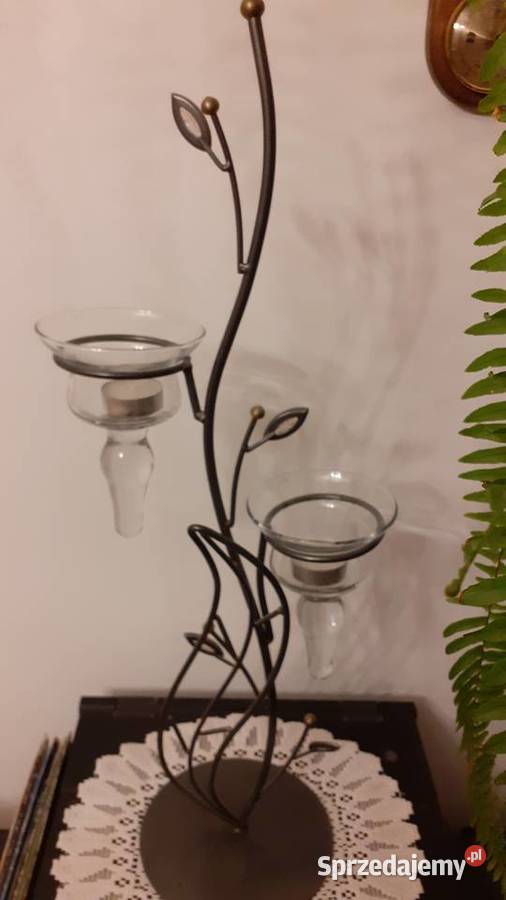 Świecznik metal i szkło zachodniopomorskie Szczecin sprzedam