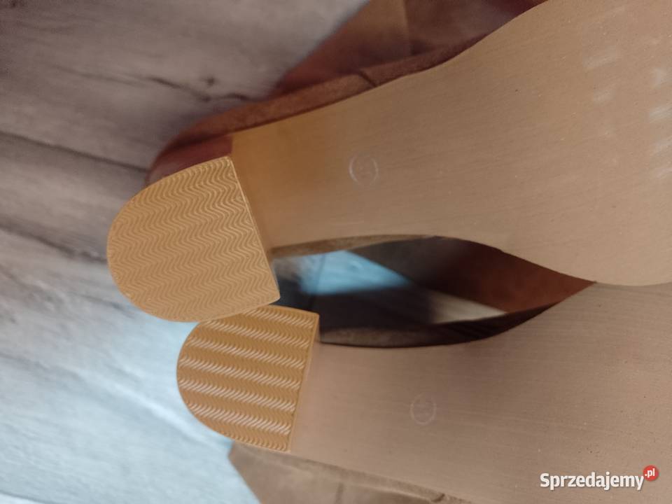 40 Brązowe biznesowe Kozaki wieczorowe na słupku Kraków