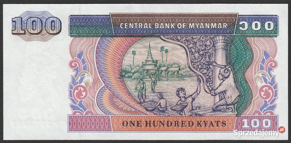 MYANMAR 100 KYAT 1994 STAN BANKOWY UNC Łódź