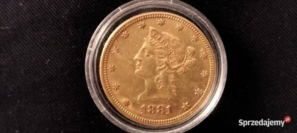 10 dolarów 1881 Filadelfia złoto 1671 g mazowieckie Warszawa sprzedam