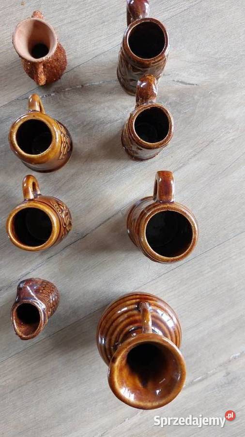 Zestaw 8sz Ceramiczne wazoniki małe kufle PRL Rokity