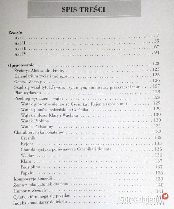 Zemsta Wydanie z opracowaniem Aleksander Fredro lubelskie Chełm