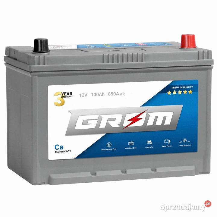 Akumulator GROM Premium 100Ah 850A Japan Prawy Łódź