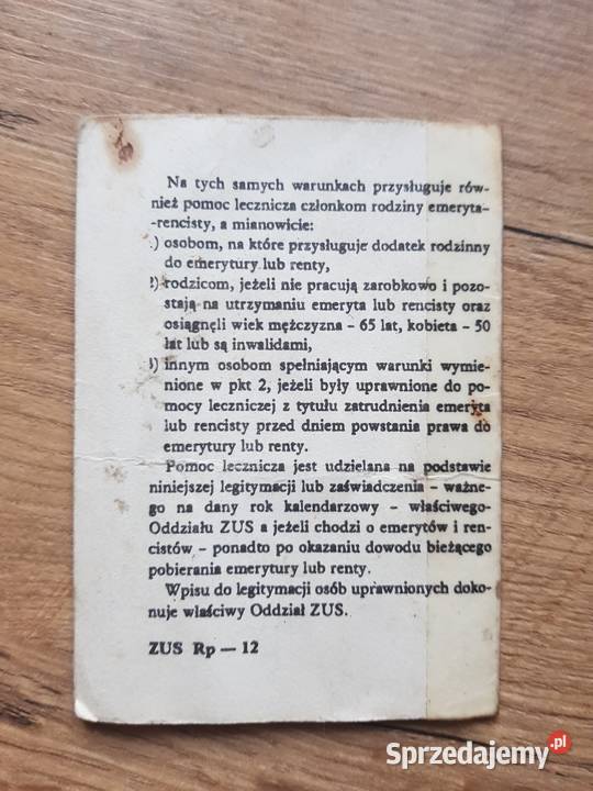 Legitymacja EmerytaRencisty 1995 r Golina