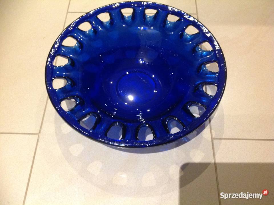 Stara Szklana Patera Kobaltowa Misa Grube Szkło Nowa Sól sprzedam