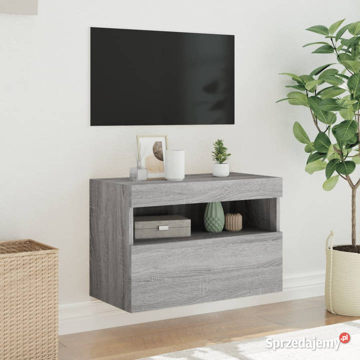 Ścienna szafka TV z LED szary dąb sonoma Warszawa