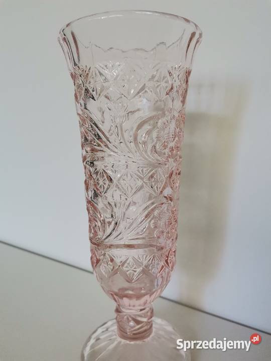 Stary różowy wazon kielich szkło Ząbkowice