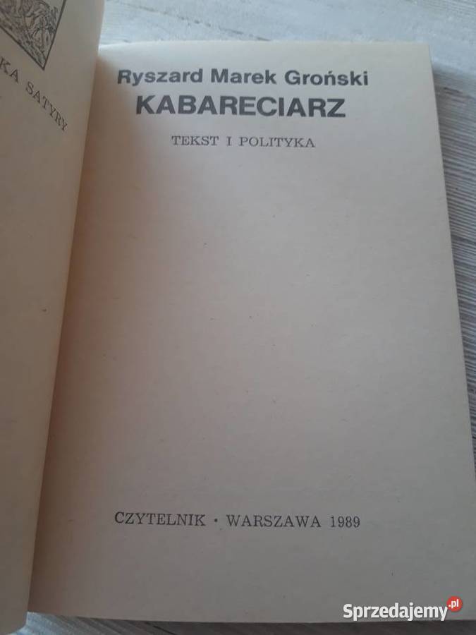 Kabareciarz Ryszard Marek Groński CZYTELNIK 1989 Bielsko-Biała