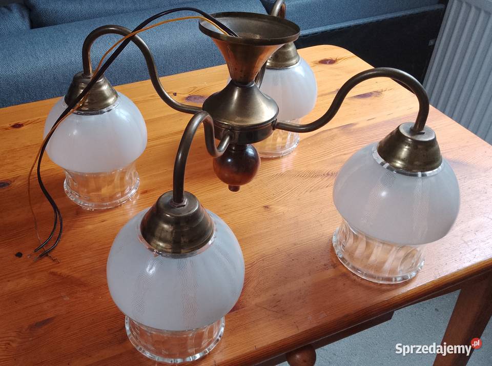 żyrandol metal szkło drewno Lampy wiszące
