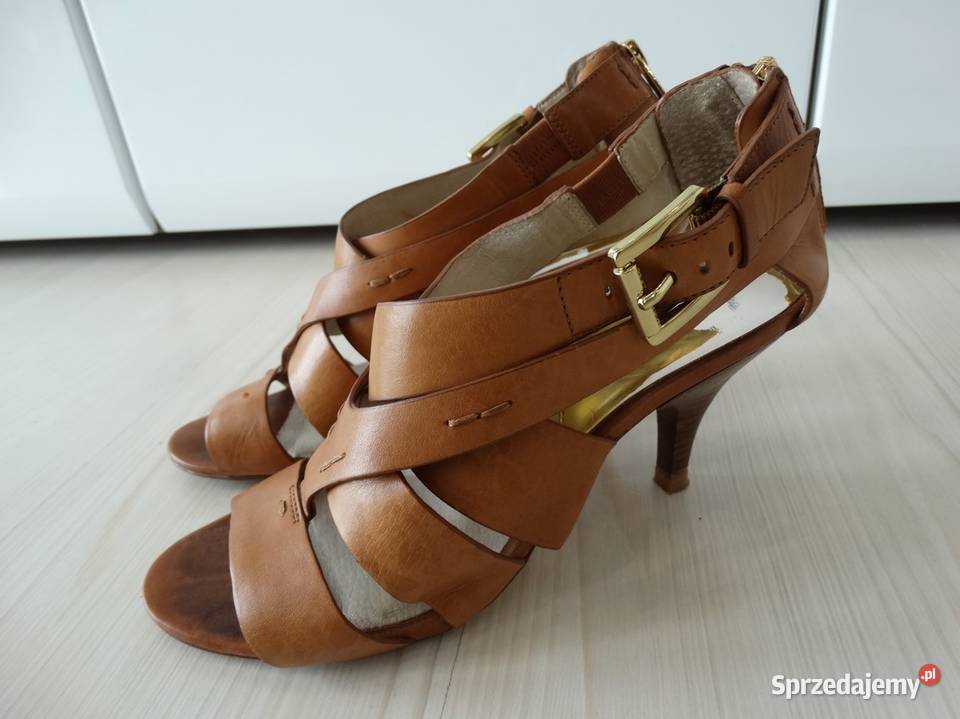 Buty Sandały Skórzane Skóra Naturalna Camelowe Łomża