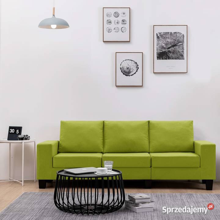 vidaXL 3-osobowa sofa, zielona, tapicerowana 287125