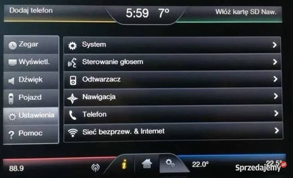 Ford Sync2 język polski menu konwersja z USA